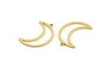 Brass Moon Charm, 12 Raw Brass Crescent Moon Charms With 1 Loop (26x8x1mm) E101