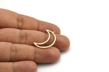 Brass Moon Charm, 12 Raw Brass Crescent Moon Charms With 1 Loop (26x8x1mm) E101