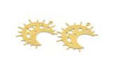 Brass Moon Charm, 4 Raw Brass Crescent Moon Charms With 1 Loop (35x17x0.60mm) A5319