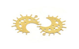 Brass Moon Charm, 4 Raw Brass Crescent Moon Charms With 1 Loop (35x17x0.60mm) A5319
