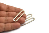 Silver Oval Connector, 6 Antique Silver Plated Brass Oval Connectors, Charms, Findings (44x11x0.90mm) D1340