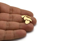 Gold Leaf Charm, 4 Gold Plated Brass Leaf Charm Earrings With 1 Hole, Findings (21x13x0.80mm) D879