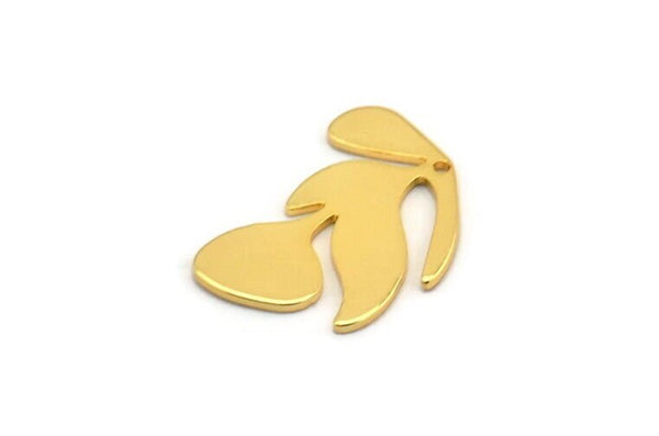 Gold Leaf Charm, 4 Gold Plated Brass Leaf Charm Earrings With 1 Hole, Findings (21x13x0.80mm) D879