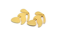 Gold Leaf Charm, 4 Gold Plated Brass Leaf Charm Earrings With 1 Hole, Findings (21x13x0.80mm) D879