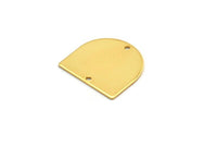 D Shaped Charm, 4 Gold Plated Brass D Shaped Connectors With 2 Holes, Earrings, Findings (16x17x0.60mm) D886