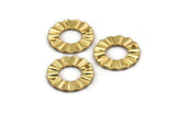 Gold Ring Charm, 4 Gold Plated Brass Wavy Round Connectors With 2 Holes, Findings (18x1mm) D892