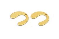 Gold Geometric Charm, 12 Gold Plated Brass U Shaped Pendants With 1 Hole, Charms, Findings (16x13x0.50mm) D0588