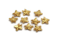Gold Bee Charm, 6 Gold Plated Brass Bee Charms With 1 Loop (12x11mm) N1651