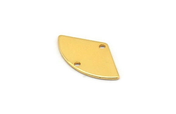 Gold Geometric Charm, 12 Gold Plated Brass Fan Connectors With 2 Holes, Earrings, Findings (18x10x0.60mm) D0689