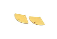Gold Geometric Charm, 12 Gold Plated Brass Fan Connectors With 2 Holes, Earrings, Findings (18x10x0.60mm) D0689