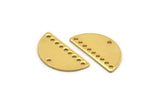 Semi Circle Pendant, 4 Gold Plated Brass Semi Circle Charms With 10 Holes, Blanks (21x10.5x0.75mm) BS 2081