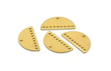 Semi Circle Pendant, 4 Gold Plated Brass Semi Circle Charms With 10 Holes, Blanks (21x10.5x0.75mm) BS 2081