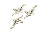 Silver Heart Rhythm Charm, 12 Antique Silver Plated Brass Heart Rhythm Shaped Charms With 1 Loop, Findings, Earrings (30x14x1mm) D1168 S1080