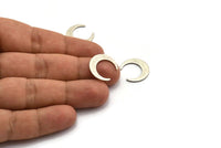 Silver Moon Blank, 12 Antique Silver Plated Brass Crescent Moon Blanks Without Holes (18x4x1mm) D1295