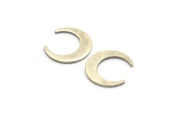Silver Moon Blank, 12 Antique Silver Plated Brass Crescent Moon Blanks Without Holes (18x4x1mm) D1295