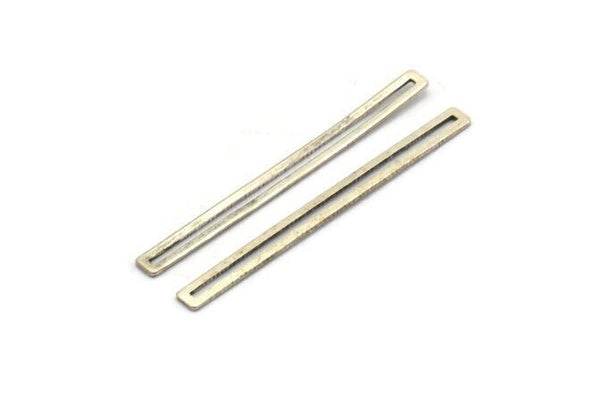 Silver Stick Charm, 24 Antique Silver Plated Brass Stick Charms, Findings, Earrings (40x3x0.60mm) D1192