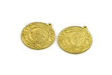 Brass Round Charm, Raw Brass Round Charm With 1 Loop, Cloud Findings, Crescent Moon And Star Findings (30x27.5x1.5mm) N2205