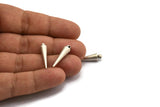 Silver Spike Charm, 4 Antique Silver Plated Brass Spike Tribal Pendants With 1 Loop (6x25mm) D1508