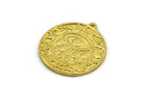 Brass Round Charm, Raw Brass Round Charm With 1 Loop, Eye Findings, Teardrop Findings (30x27.5x1.5mm) N2201