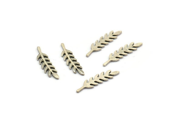 Silver Leaf Blank, 24 Antique Silver Plated Brass Branch Blanks, Earrings, Findings (20x5x0.80mm) D1154