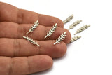 Silver Leaf Blank, 24 Antique Silver Plated Brass Branch Blanks, Earrings, Findings (20x5x0.80mm) D1154
