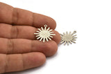 Silver Sun Charm, 12 Textured Antique Silver Plated Brass Sun Charms With 1 Loop, Findings (24x22x0.40mm) A1897
