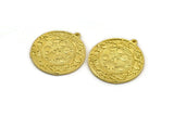 Brass Round Charm, Raw Brass Round Charm With 1 Loop, Galaxy Findings, Universe Findings (30x27.5x1.5mm) N2199
