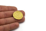 Brass Round Charm, Raw Brass Round Charm With 1 Loop, Galaxy Findings, Universe Findings (30x27.5x1.5mm) N2199