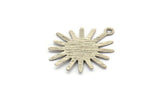 Silver Sun Charm, 12 Textured Antique Silver Plated Brass Sun Charms With 1 Loop, Findings (24x22x0.40mm) A1897
