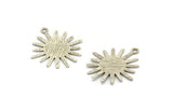 Silver Sun Charm, 12 Textured Antique Silver Plated Brass Sun Charms With 1 Loop, Findings (24x22x0.40mm) A1897
