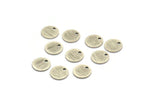 Silver Round Tag, 24 Textured Antique Silver Plated Brass Round Tags With 1 Hole, Stamping Tags (10x0.80mm) M335
