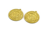 Brass Round Charm, Raw Brass Round Charm With 1 Loop, Cloud Findings, Crescent Moon Findings (30x27.5x1.5mm) N2193