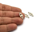 Silver Eye Charm, 25 Antique Silver Plated Brass Eye Connectors With 2 Loops, Pendants, Earrings (18x7x1mm) D1143