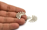 Silver Sun Charm, 10 Textured Antique Silver Plated Brass Rising Sun Flag Charms With 1 Hole, Findings, Earrings (25x17x0.60mm) D1411