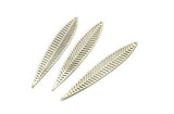 Silver Leaf Charm, 8 Antique Silver Plated Brass Leaf Earring Charms With 1 Hole (60x10mm) D0631