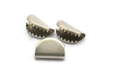 Half Moon Crimp, 12 Antique Silver Plated Brass Ribbon Crimp Ends, Findings (15x10mm) D0115