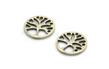Silver Tree Charm, 24 Antique Silver Plated Brass Tree Charms, Pendants, Findings (12x1mm) D1228