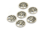 Silver Tree Charm, 24 Antique Silver Plated Brass Tree Charms, Pendants, Findings (12x1mm) D1228