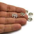 Silver Tree Charm, 24 Antique Silver Plated Brass Tree Charms, Pendants, Findings (12x1mm) D1228