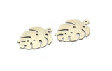 Silver Monstera Charm, 12 Antique Silver Plated Brass Monstera Leaf Charms With 1 Loop, Findings (20x14x0.40mm) F123