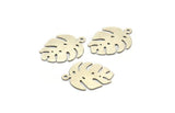 Silver Monstera Charm, 12 Antique Silver Plated Brass Monstera Leaf Charms With 1 Loop, Findings (20x14x0.40mm) F123