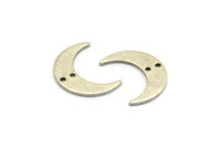Silver Moon Charm, 8 Antique Silver Plated Brass Crescent Moon Charms With 2 Holes, Findings, Connectors (21x6x1mm) D1132