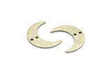 Silver Moon Charm, 8 Antique Silver Plated Brass Crescent Moon Charms With 2 Holes, Findings, Connectors (21x6x1mm) D1132