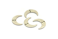 Silver Moon Charm, 8 Antique Silver Plated Brass Crescent Moon Charms With 2 Holes, Findings, Connectors (21x6x1mm) D1132