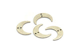 Silver Moon Charm, 8 Antique Silver Plated Brass Crescent Moon Charms With 2 Holes, Findings, Connectors (21x6x1mm) D1132
