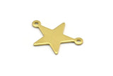 Brass Star Charm, 12 Raw Brass Star Charms With 2 Loops (15.5x22x0.70mm) M01490