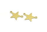 Brass Star Charm, 12 Raw Brass Star Charms With 2 Loops (15.5x22x0.70mm) M01490