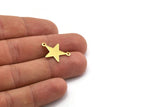 Brass Star Charm, 12 Raw Brass Star Charms With 2 Loops (15.5x22x0.70mm) M01490