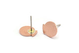 Copper Round Earring, 12 Raw Copper Round Stud Earrings (10x9x0.80mm) M01606