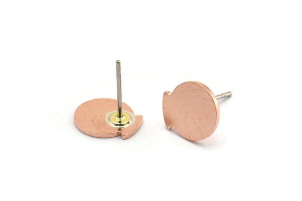 Copper Round Earring, 12 Raw Copper Round Stud Earrings (10x9x0.80mm) M01606